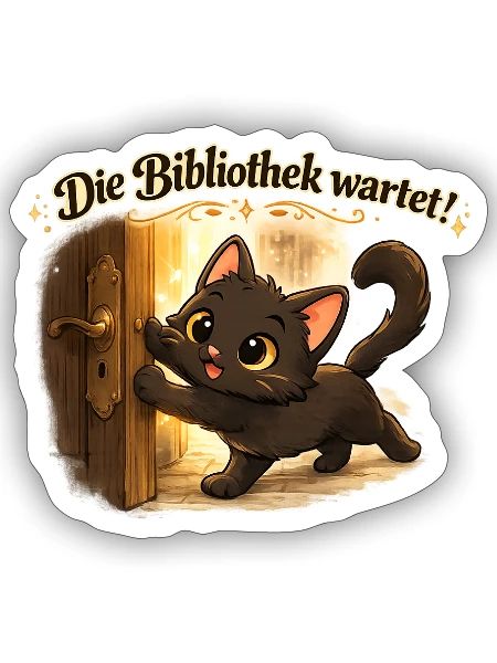 Die Bibliothek wartet! Cozy Bibliothek Shirt - Sticker - white matte - Front