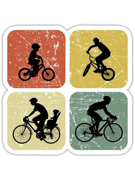 Four Ways to Ride Retro Cycling - Sticker - white matte - Front