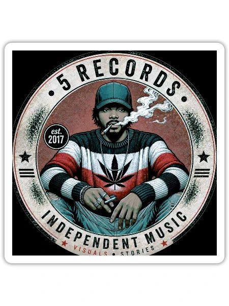 Indie Music Cannabis Leaf Round - Sticker - white matte - Front