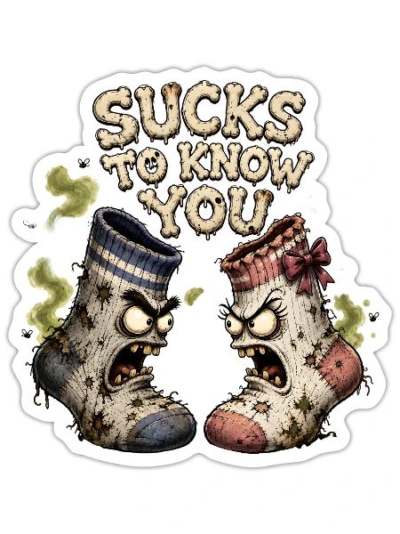 Sucks to Know You - Funny Dirty Socks Humor Shirt - Sticker - white matte - Front