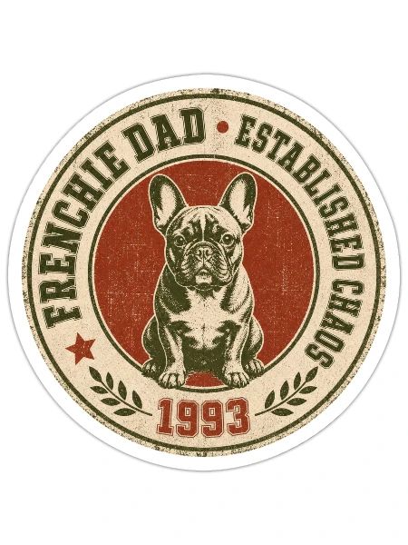 Frenchie Dad Established 1993 - Sticker - white matte - Front