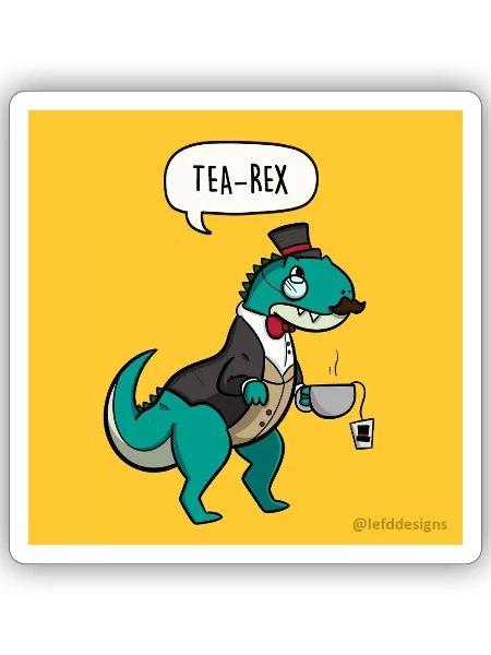 Tea Rex Gentle Dino Tee - Sticker - white matte - Front
