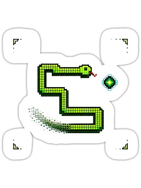 Serpent Pixel Néon S - Sticker - blanc mat - Devant