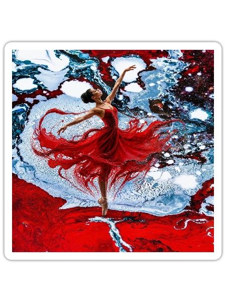 Crimson Dancer Over Marble Swirl - Sticker - white matte - Front