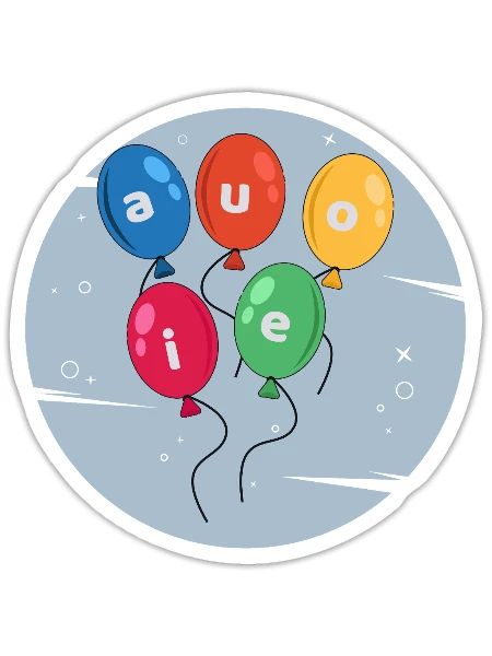 Cute Vowel Balloons Kids Educational Design - Sticker - white matte - Front
