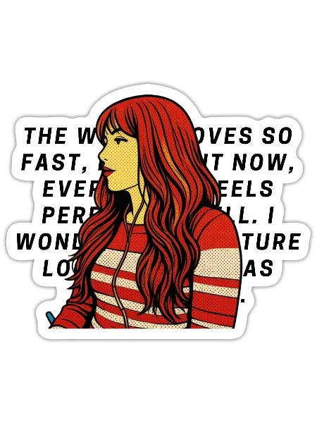 Portrait Pop Art aux cheveux roux - Sticker - blanc mat - Devant