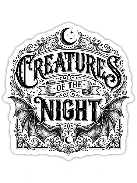 Gothic Night Crest Tee - Sticker - white matte - Front