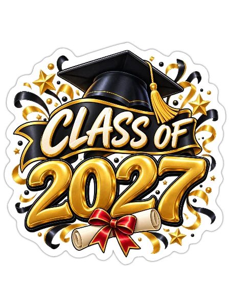Class of 2027 Graduation Gold - Sticker - white matte - Front