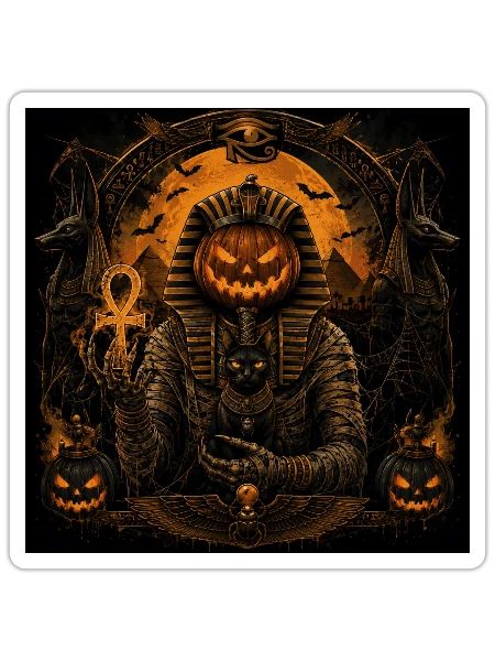 Egyptian Pumpkin Pharaoh - Sticker - white matte - Front