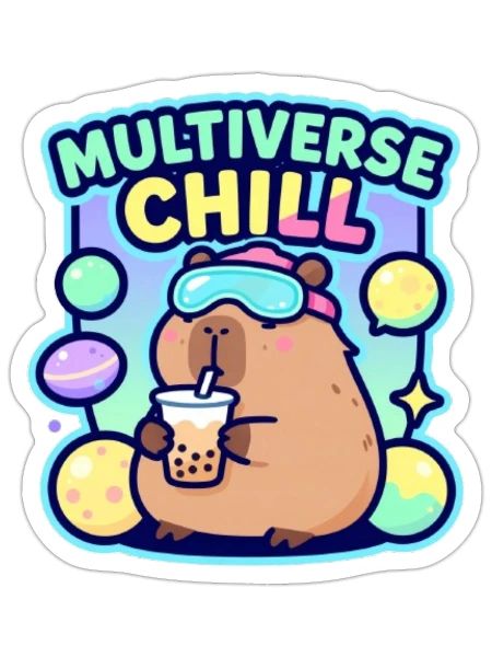 Cyberpunk Chill Capybara Futuristic Multiverse - Sticker - white matte - Front