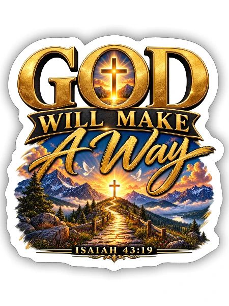 God Will Make A Way – Isaiah 43:19 - Sticker - white matte - Front