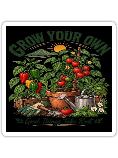 Grow Your Own Garden Vegetable T-Shirt - Sticker - white matte - Front