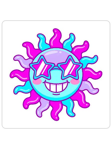 Neon Sun Star Shades - Sticker - white matte - Front