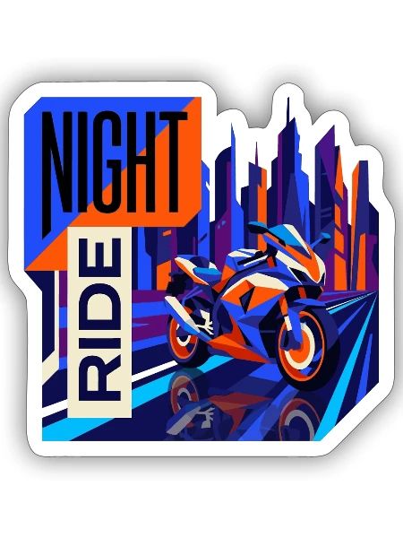 Night Ride Neon City - Sticker - white matte - Front