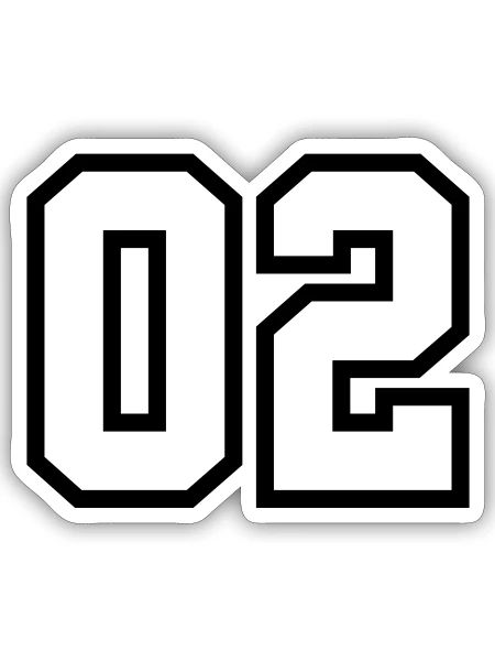 02, Number, Sports, Jersey, Team, Varsity - Sticker - white matte - Front