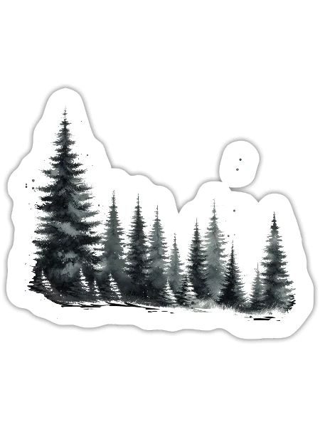 Pine Trees Design - Sticker - white matte - Front