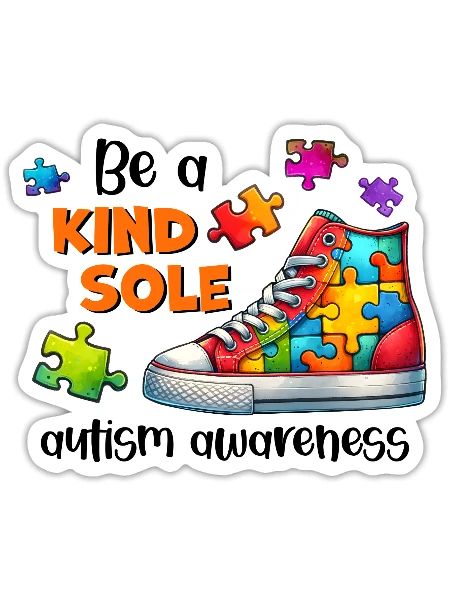 Be A Kind Sole Autism Awareness - Sticker - white matte - Front