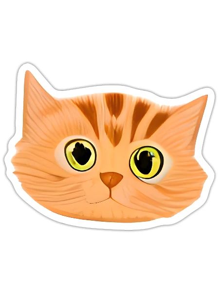 Cute Orange Cat Face - Sticker - white matte - Front