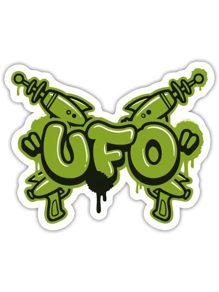 Ufo Raygun Graffiti Logo - Sticker - white matte - Front