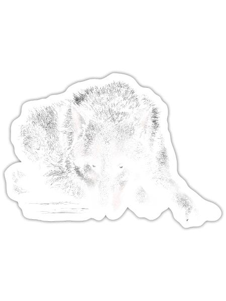 Wolf Silhouette Mono - Sticker - white matte - Front