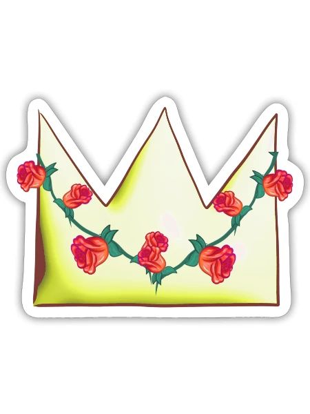 golden crown roses flowers icon shape - Sticker - white matte - Front