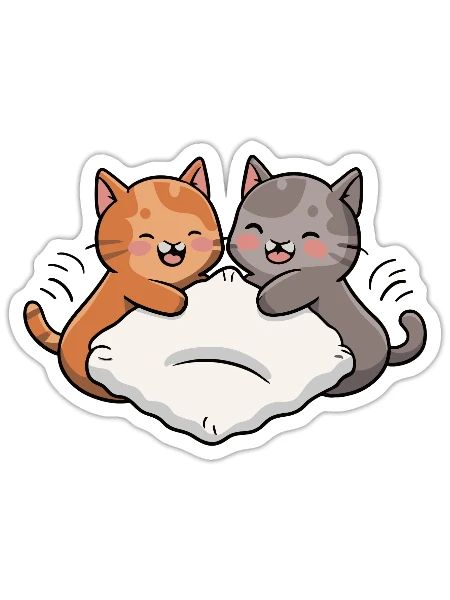 Pillow Kitties - Sticker - white matte - Front