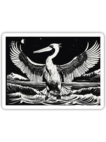 A TO Z design Black and White Pelican Flash Tattoo - Sticker - white matte - Front