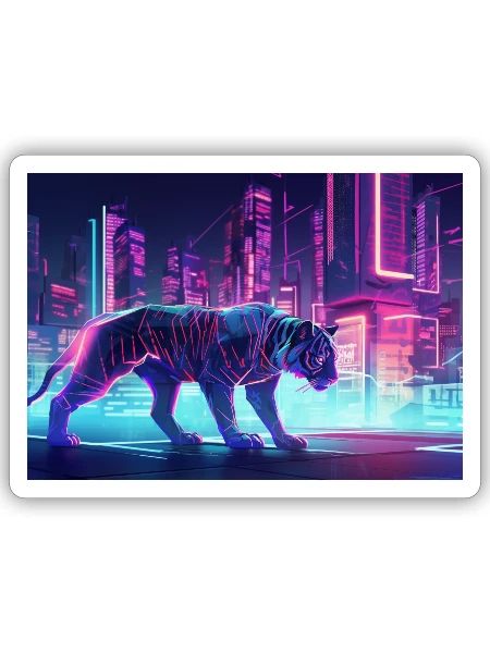 Futuristic Tiger - Sticker - white matte - Front