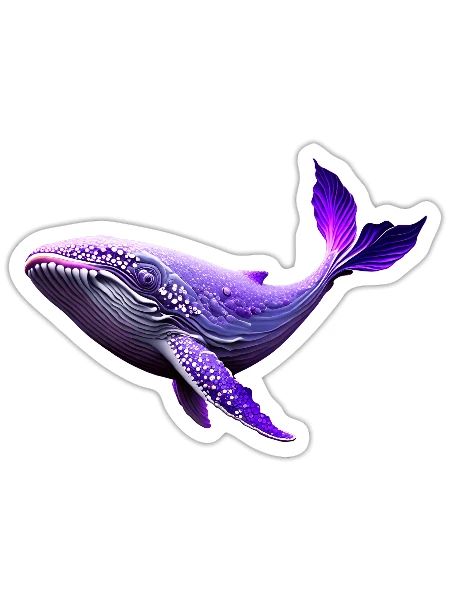 Illustration de la baleine néon - Sticker - blanc mat - Devant