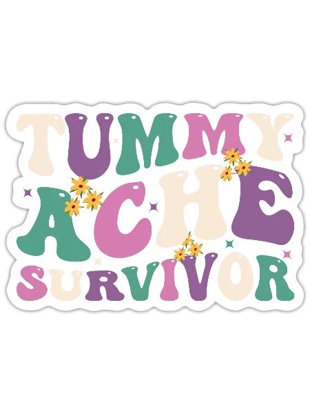 Tummy Ache Survivor Vintage - Sticker - white matte - Front