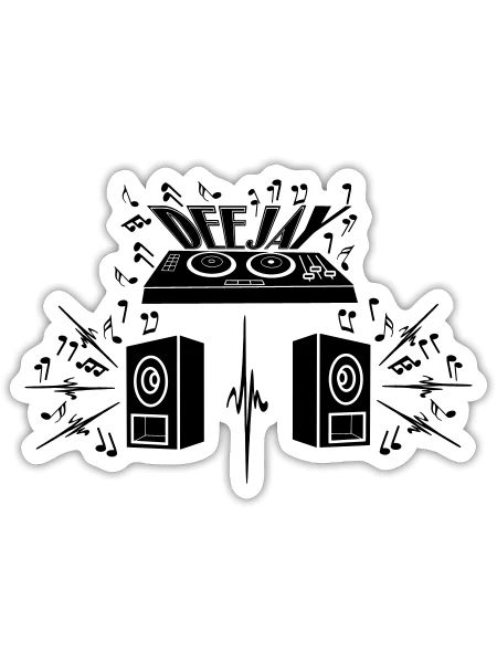 Deejay logo with turntable boxes - Sticker - white matte - Front