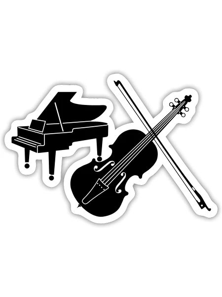 Piano and violin classical music lover - Sticker - white matte - Front