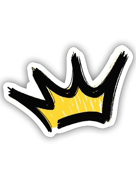 Golden Crown Brushstroke - Sticker - white matte - Front