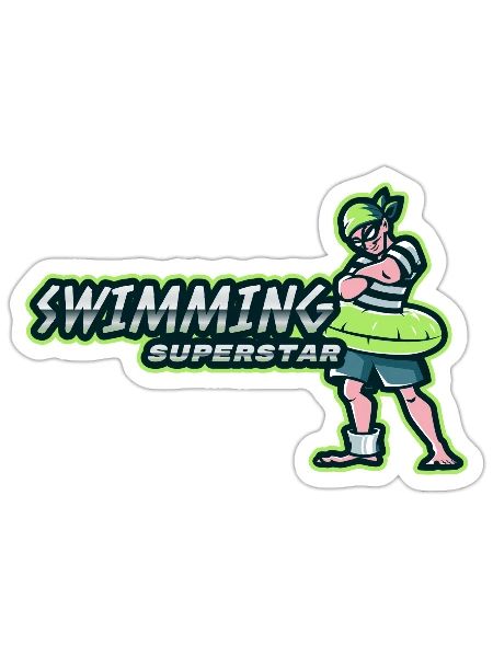 Swimming Superstar | Boy With Swim Ring - Sticker - white matte - Front
