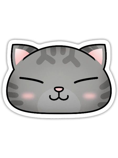 Cute Silver Tabby Cat Face - Sticker - white matte - Front