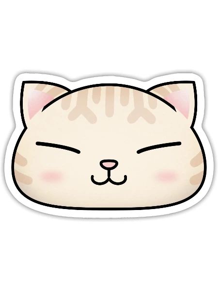 Cute Cream Cat Face - Sticker - white matte - Front