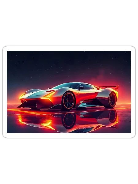 Futuristic sports supercar - Sticker - white matte - Front