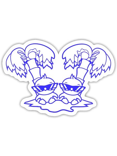 2 Ducks Small Cute Two Birds Sunglasses Funny Palm - Sticker - white matte - Front
