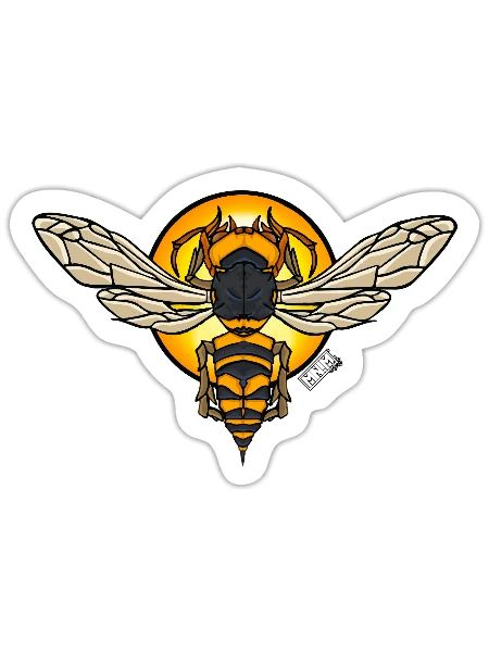 Sunlit Hornet Emblem - Sticker - white matte - Front