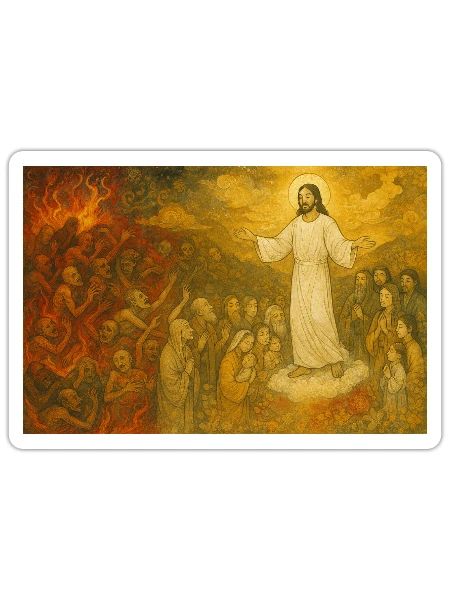 Resurrected Jesus with Enthralled Disciples - Sticker - white matte - Front