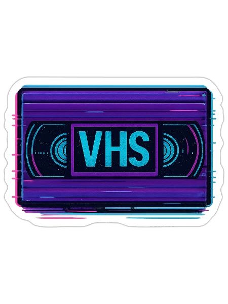 VHS Neon Retro Tape - Sticker - white matte - Front