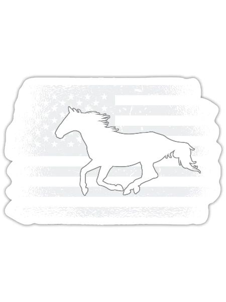 Patriotic Horse American Flag Horseback Riding - Sticker - white matte - Front