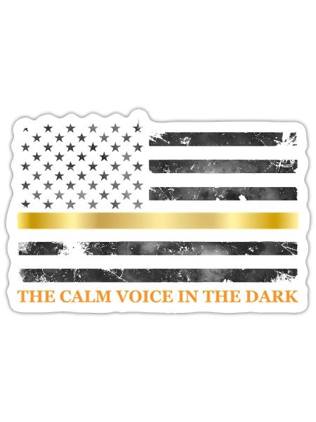 Dispatcher - Thin Yellow Gold Line 911 Emergency - Sticker - white matte - Front