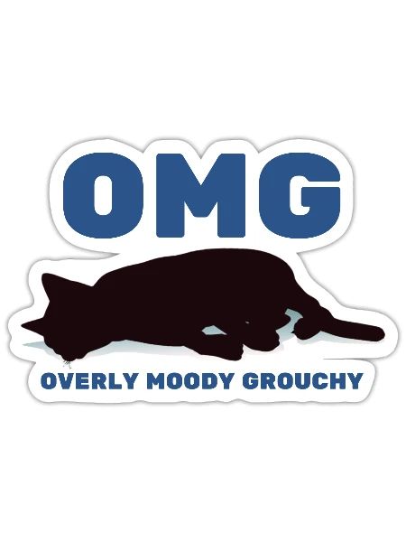 OMG Overly Moody Grouchy - Sticker - white matte - Front
