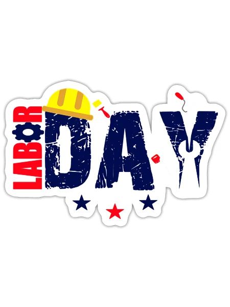 Labor Day Construction Bold Graphic - Sticker - white matte - Front