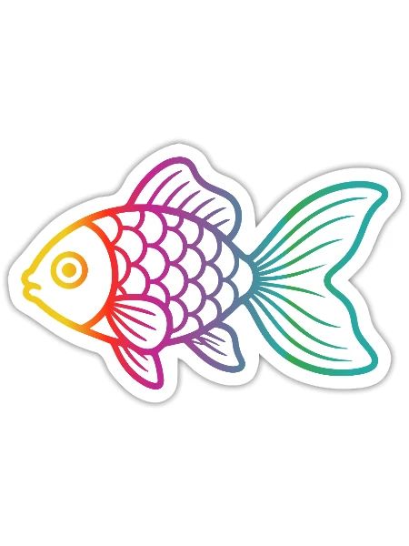 Colorful Fish | Modern fish design - Sticker - white matte - Front