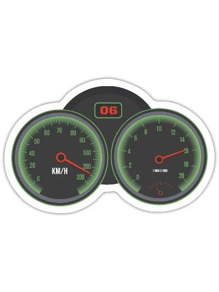 motorcycle speedometer - Sticker - white matte - Front