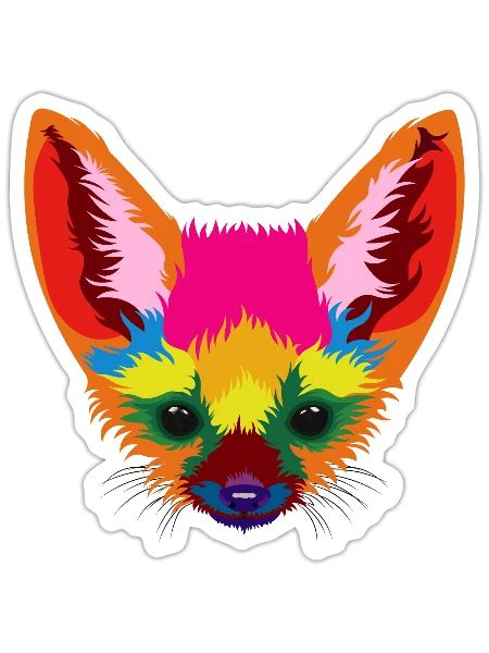 Art moderne fennec - Sticker - blanc mat - Devant
