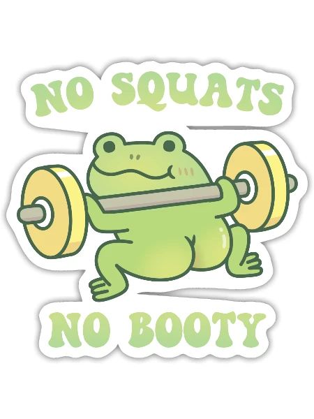 Funny Frog Lifting Weights No Squats No Booty - Sticker - white matte - Front