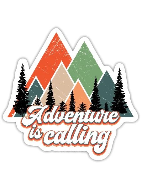 Adventure Is Calling Retro Mountains Alps - Sticker - white matte - Front